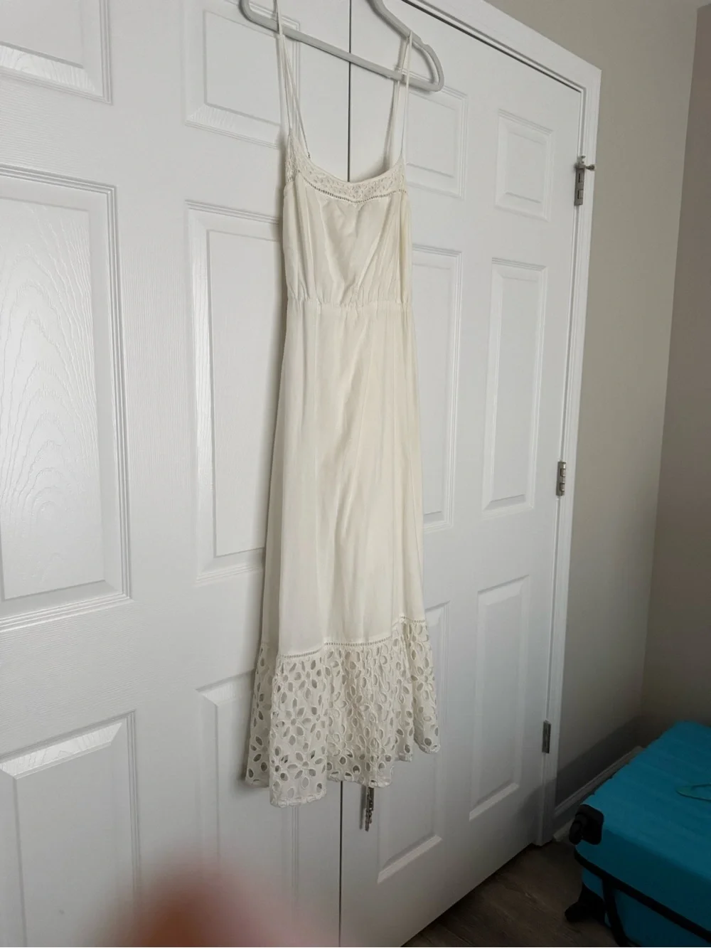 J. Crew Cream Crochet-Hem Maxi Slip Dress